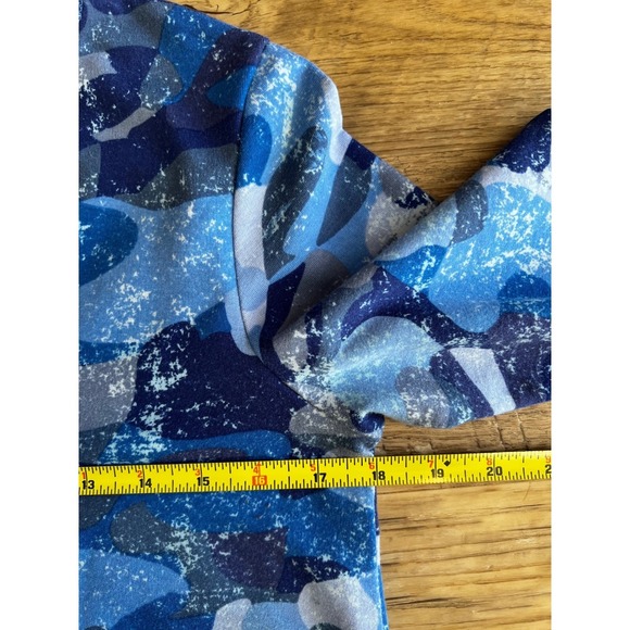 LOGO Lounge Blue Abstract Print Top Size XS Long Sleeves Pockets Athleisure - Picture 8 of 9